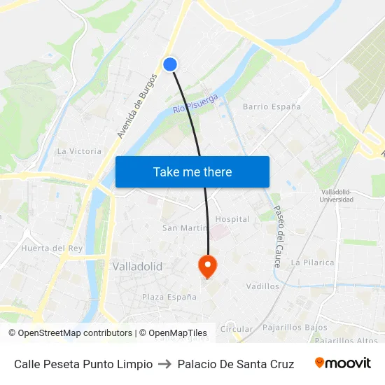 Calle Peseta Punto Limpio to Palacio De Santa Cruz map