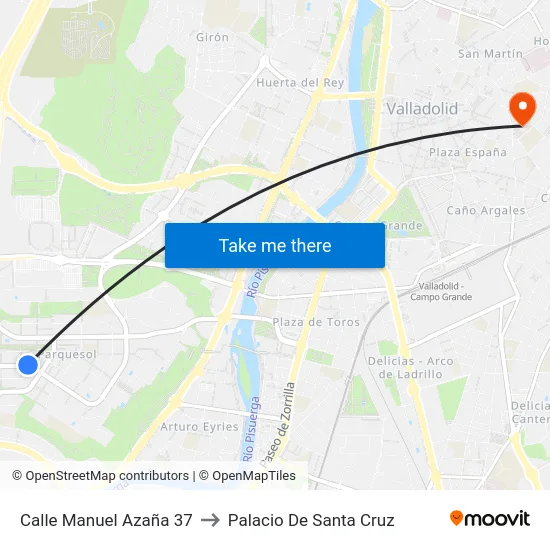 Calle Manuel Azaña 37 to Palacio De Santa Cruz map