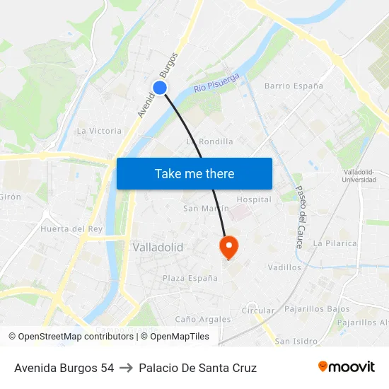 Avenida Burgos 54 to Palacio De Santa Cruz map
