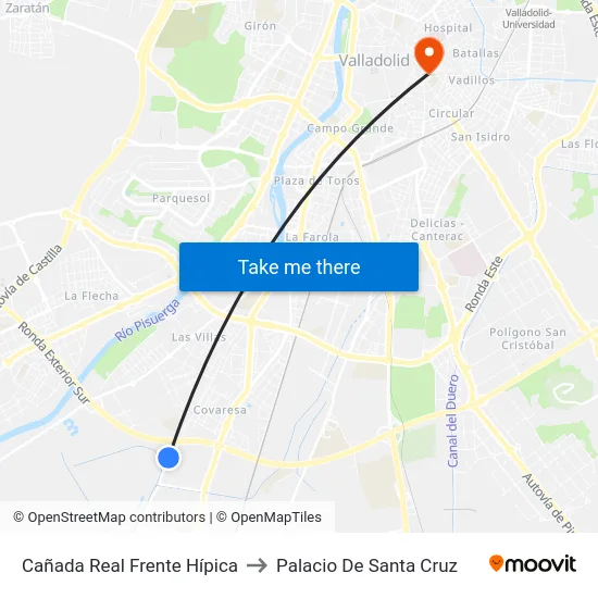Cañada Real Frente Hípica to Palacio De Santa Cruz map