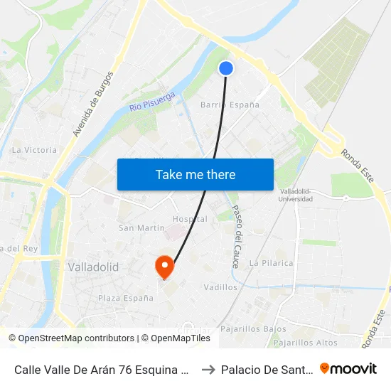 Calle Valle De Arán 76 Esquina Costa Brava to Palacio De Santa Cruz map