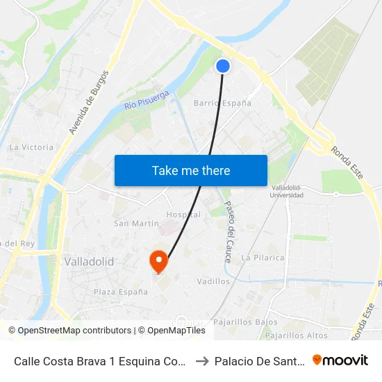 Calle Costa Brava 1 Esquina Costa Dorada to Palacio De Santa Cruz map