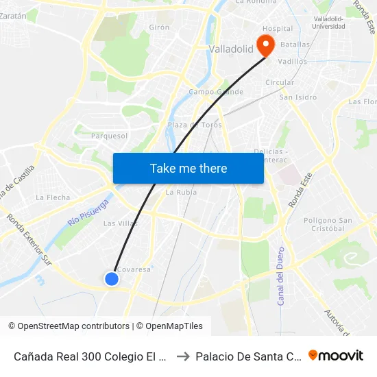 Cañada Real 300 Colegio El Pilar to Palacio De Santa Cruz map