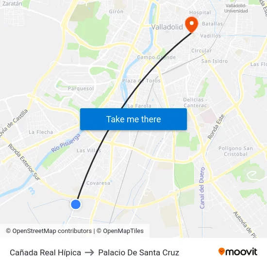 Cañada Real Hípica to Palacio De Santa Cruz map