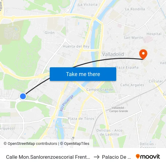 Calle Mon.Sanlorenzoescorial Frentec.Culturalmigueldelibes to Palacio De Santa Cruz map
