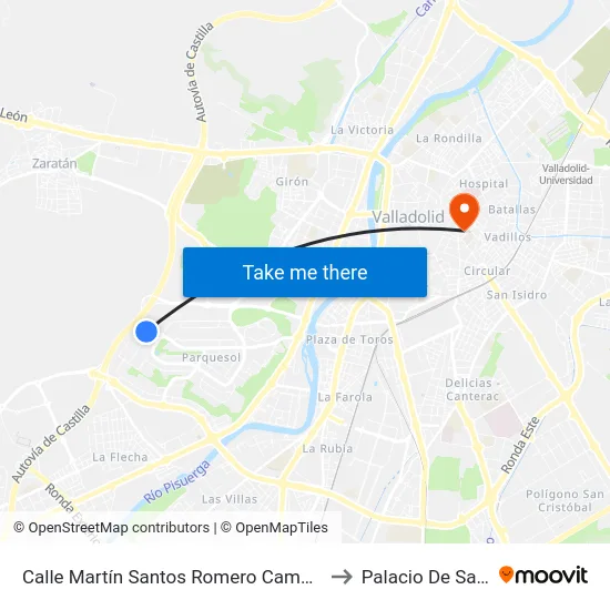 Calle Martín Santos Romero Campo José Luis Saso to Palacio De Santa Cruz map