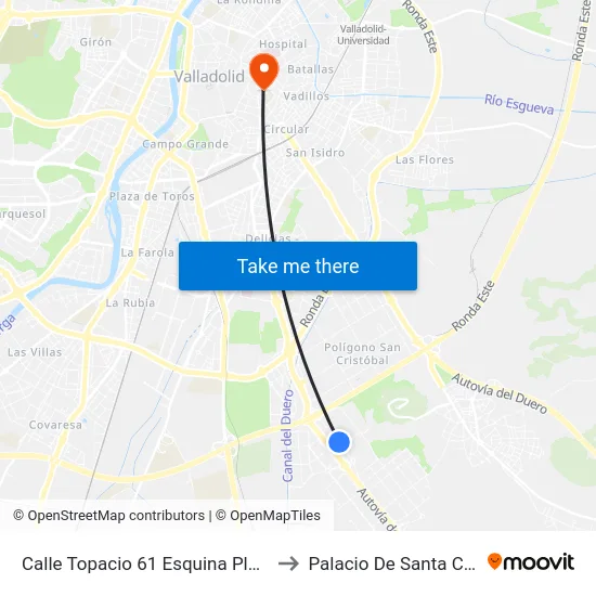 Calle Topacio 61 Esquina Plomo to Palacio De Santa Cruz map