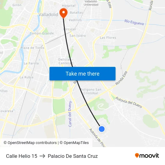 Calle Helio 15 to Palacio De Santa Cruz map