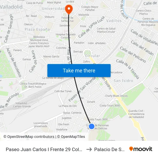 Paseo Juan Carlos I Frente 29 Colegio Pablo Picasso to Palacio De Santa Cruz map