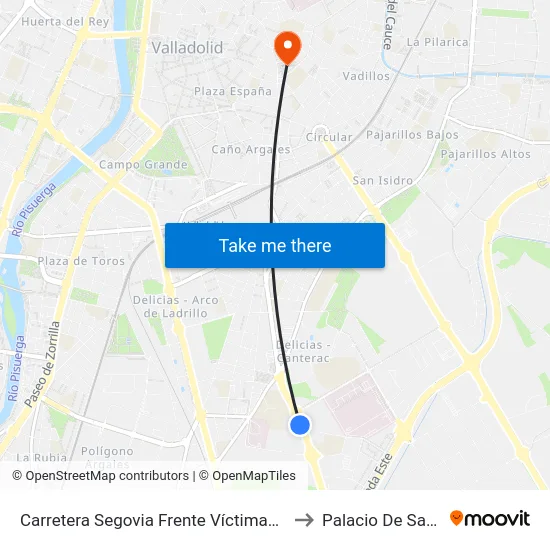 Carretera Segovia Frente Víctimas Del Terrorismo to Palacio De Santa Cruz map