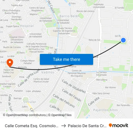 Calle Cometa Esq. Cosmologia to Palacio De Santa Cruz map