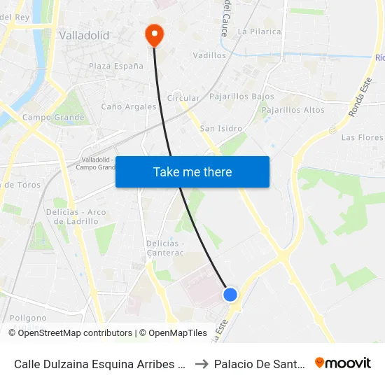 Calle Dulzaina Esquina Arribes Del Duero to Palacio De Santa Cruz map