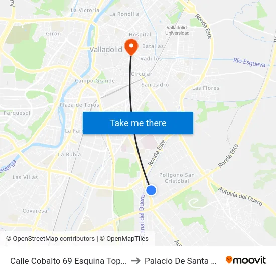 Calle Cobalto 69 Esquina Topacio to Palacio De Santa Cruz map