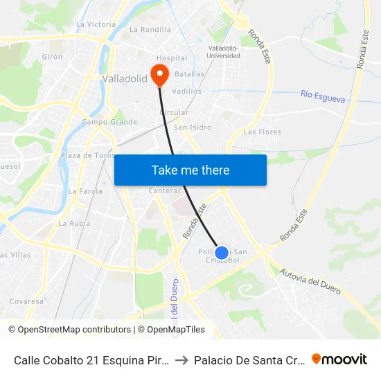 Calle Cobalto 21 Esquina Pirita to Palacio De Santa Cruz map