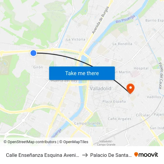 Calle Enseñanza Esquina Avenida Gijón to Palacio De Santa Cruz map