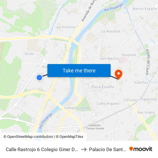 Calle Rastrojo 6 Colegio Giner De Los Ríos to Palacio De Santa Cruz map