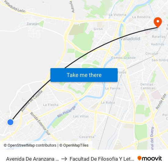 Avenida De Aranzana 37 to Facultad De Filosofía Y Letras map
