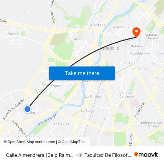 Calle Almendrera (Ceip Raimundo De Blas) to Facultad De Filosofía Y Letras map