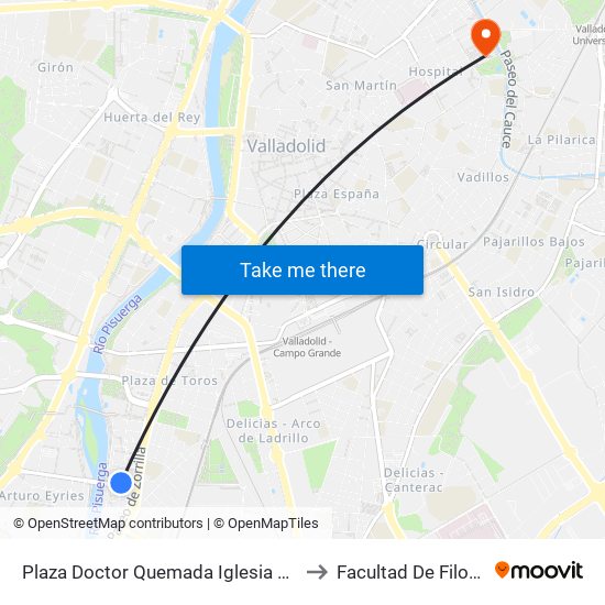 Plaza Doctor Quemada Iglesia Santo Domingo Guzmán to Facultad De Filosofía Y Letras map