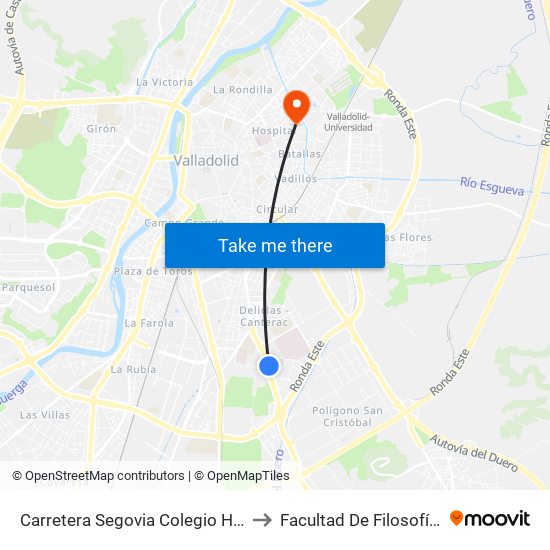 Carretera Segovia Colegio Hijas De Jesús to Facultad De Filosofía Y Letras map