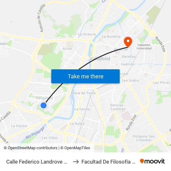 Calle Federico Landrove Moiño 11 to Facultad De Filosofía Y Letras map