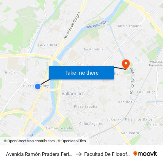 Avenida Ramón Pradera Feria De Valladolid to Facultad De Filosofía Y Letras map