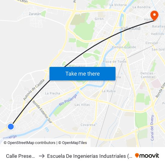 Calle Presentación to Escuela De Ingenierías Industriales (Sede Mergelina) map