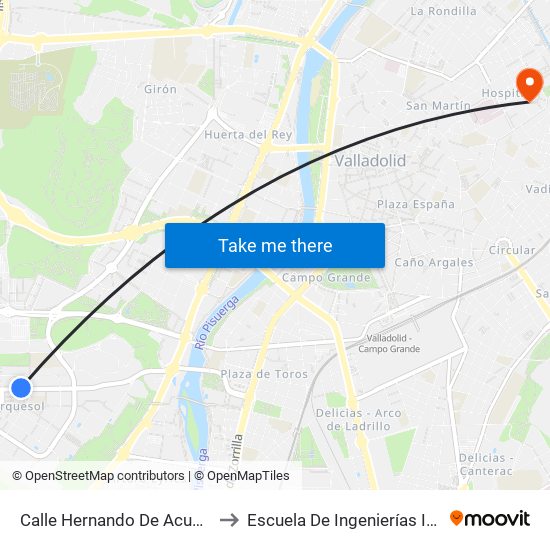 Calle Hernando De Acuña 18 Esquina Manuel Silvela to Escuela De Ingenierías Industriales (Sede Mergelina) map