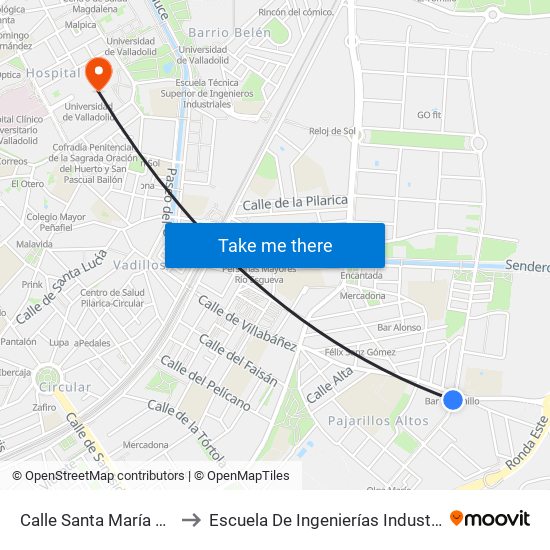 Calle Santa María De La Cabeza 37 to Escuela De Ingenierías Industriales (Sede Mergelina) map