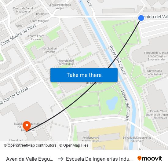 Avenida Valle Esgueva 6 Económicas to Escuela De Ingenierías Industriales (Sede Mergelina) map