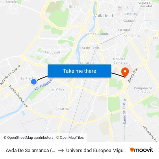 Avda De Salamanca (Hipercor-Ifa) to Universidad Europea Miguel De Cervantes map