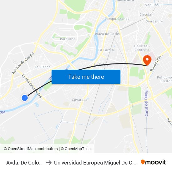 Avda. De Colón 82 to Universidad Europea Miguel De Cervantes map
