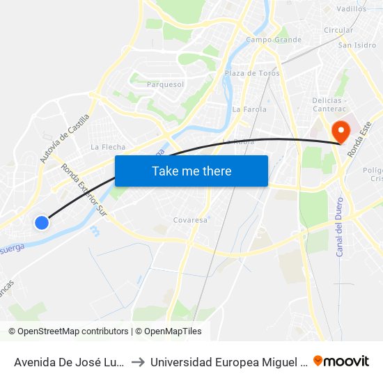 Avenida De José Luis Lasa 27 to Universidad Europea Miguel De Cervantes map