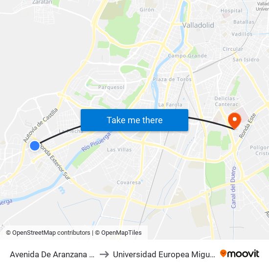 Avenida De Aranzana (Ieso Arroyo) to Universidad Europea Miguel De Cervantes map