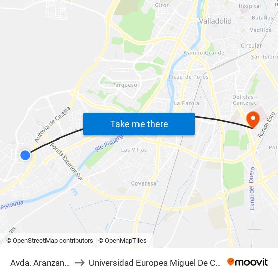 Avda. Aranzana, 29 to Universidad Europea Miguel De Cervantes map