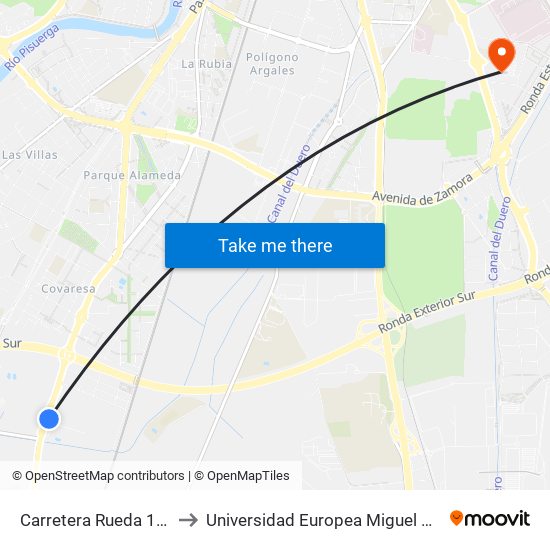 Carretera Rueda 187 Hotel to Universidad Europea Miguel De Cervantes map