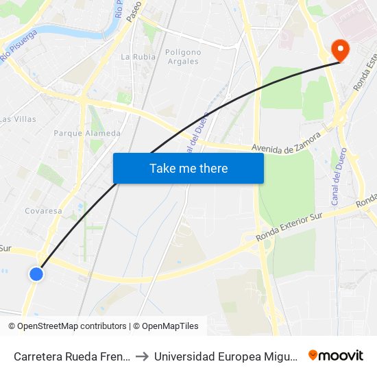 Carretera Rueda Frente Madroño to Universidad Europea Miguel De Cervantes map