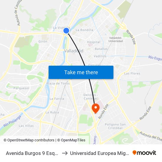 Avenida Burgos 9 Esquina La Victoria to Universidad Europea Miguel De Cervantes map
