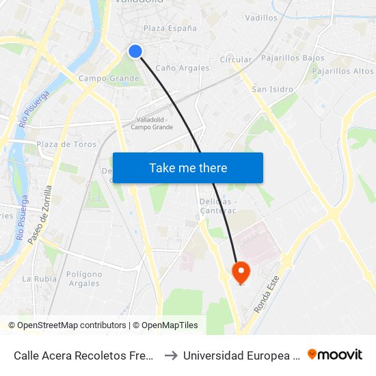 Calle Acera Recoletos Frente 2 Esquina Pza Zorrilla to Universidad Europea Miguel De Cervantes map