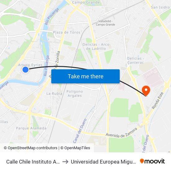 Calle Chile Instituto Antonio Tovar to Universidad Europea Miguel De Cervantes map