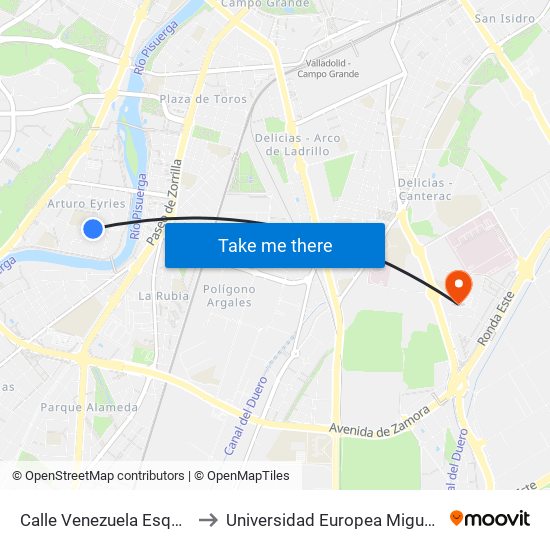 Calle Venezuela Esquina Ecuador to Universidad Europea Miguel De Cervantes map