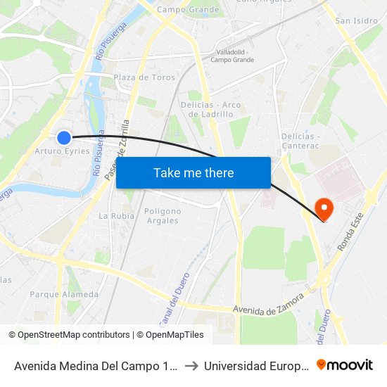 Avenida Medina Del Campo 15 Frente Centro Salud Arturo Eyríes to Universidad Europea Miguel De Cervantes map