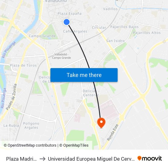 Plaza Madrid 2 to Universidad Europea Miguel De Cervantes map