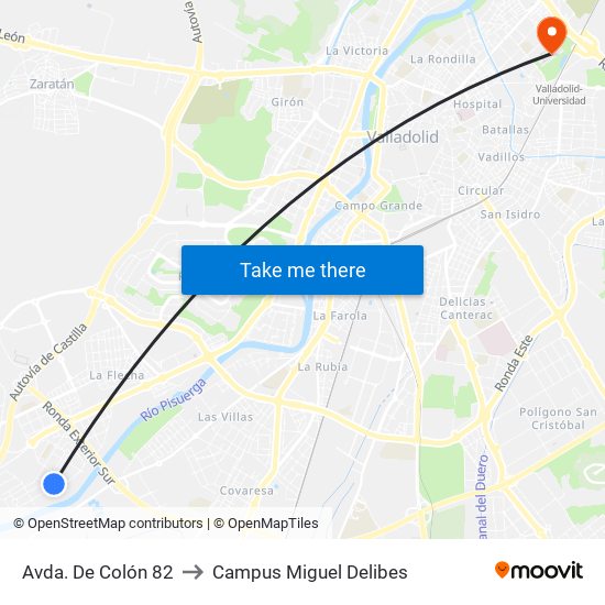 Avda. De Colón 82 to Campus Miguel Delibes map