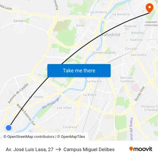 Av. José Luis Lasa, 27 to Campus Miguel Delibes map