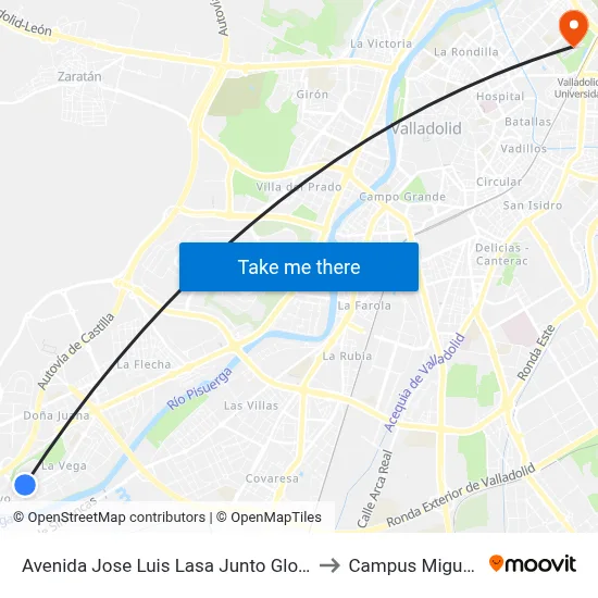 Avenida Jose Luis Lasa Junto Glorieta De La Flecha to Campus Miguel Delibes map