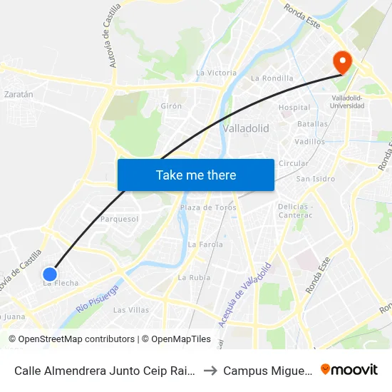 Calle Almendrera Junto Ceip Raimundo De Blas to Campus Miguel Delibes map