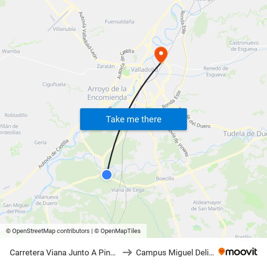 Carretera Viana Junto A Pinarillo. to Campus Miguel Delibes map