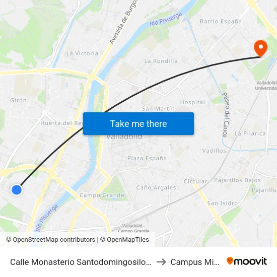 Calle Monasterio Santodomingosilos Frente5 Esquinamontserrat to Campus Miguel Delibes map