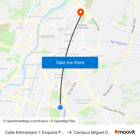 Calle Kilimanjaro 1 Esquina Peñalara to Campus Miguel Delibes map